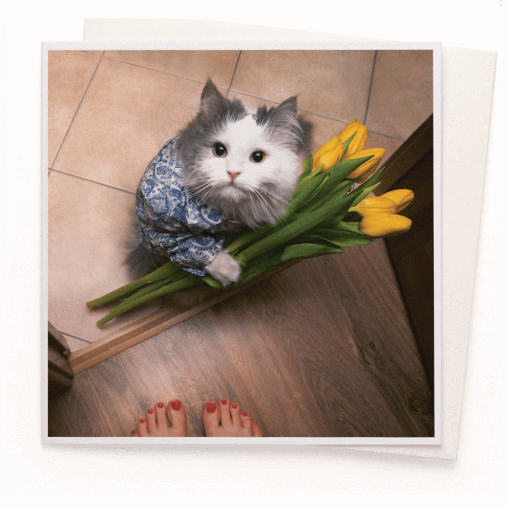 USTUDIO Tulip Cat Card